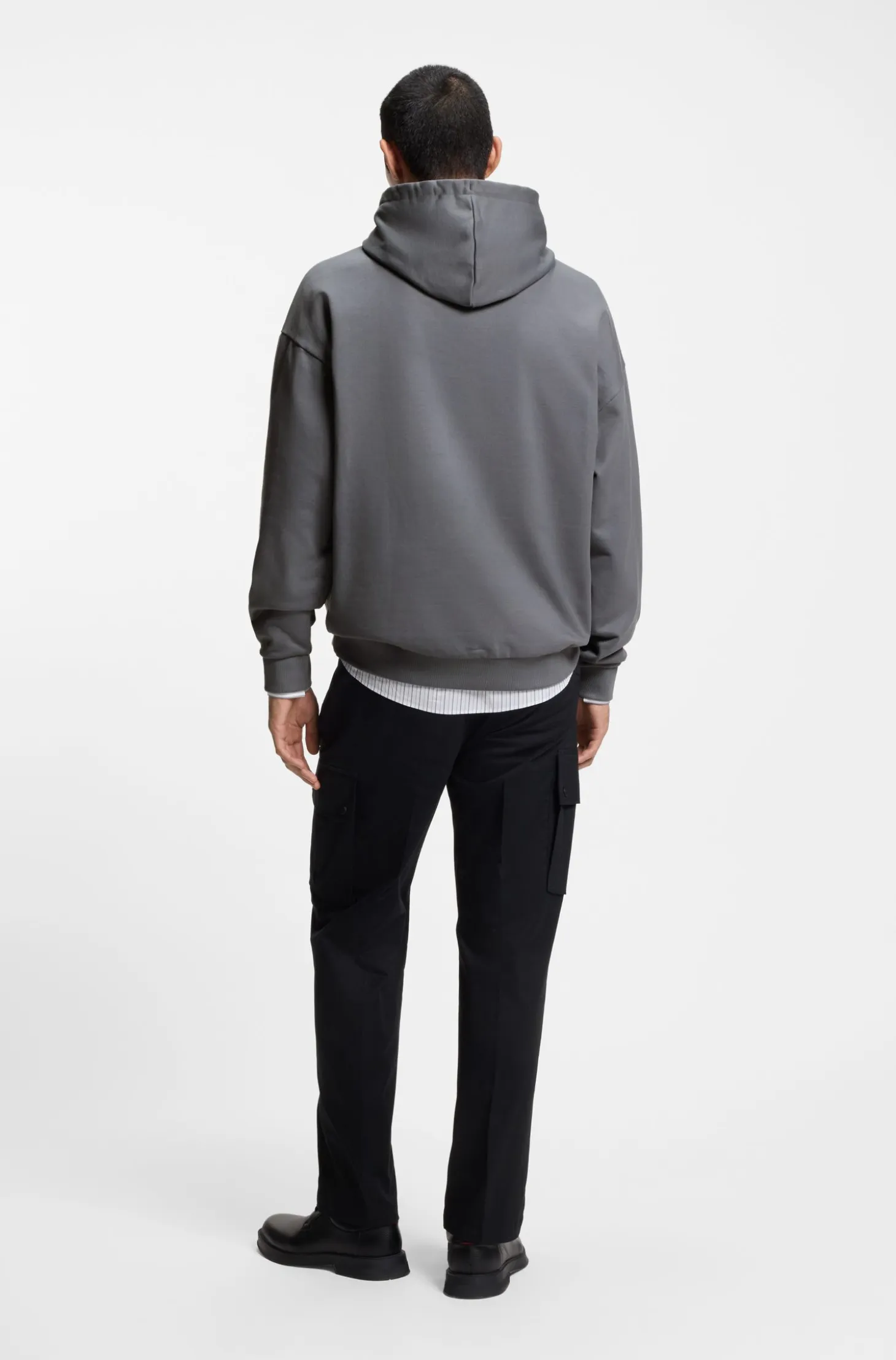 Oversized-fit hoodie in cotton terry with reflective logo