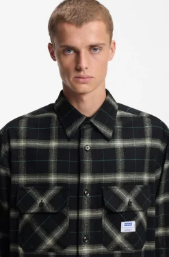 Oversized-fit overshirt in checked cotton twill