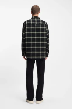 Oversized-fit overshirt in checked cotton twill