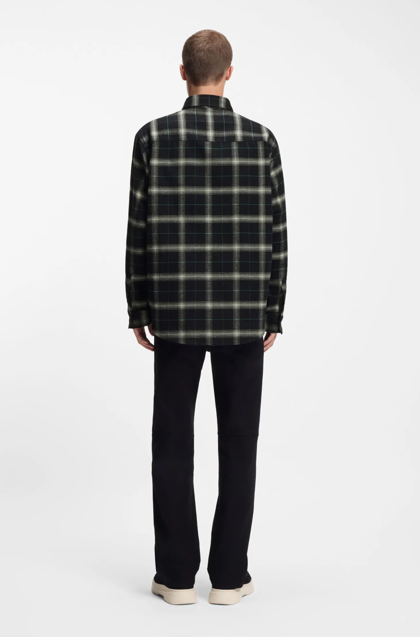 Oversized-fit overshirt in checked cotton twill