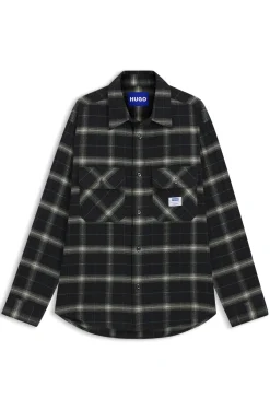 Oversized-fit overshirt in checked cotton twill