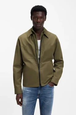 Oversized-fit overshirt in cotton-blend canvas