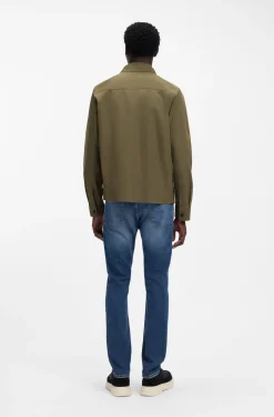 Oversized-fit overshirt in cotton-blend canvas