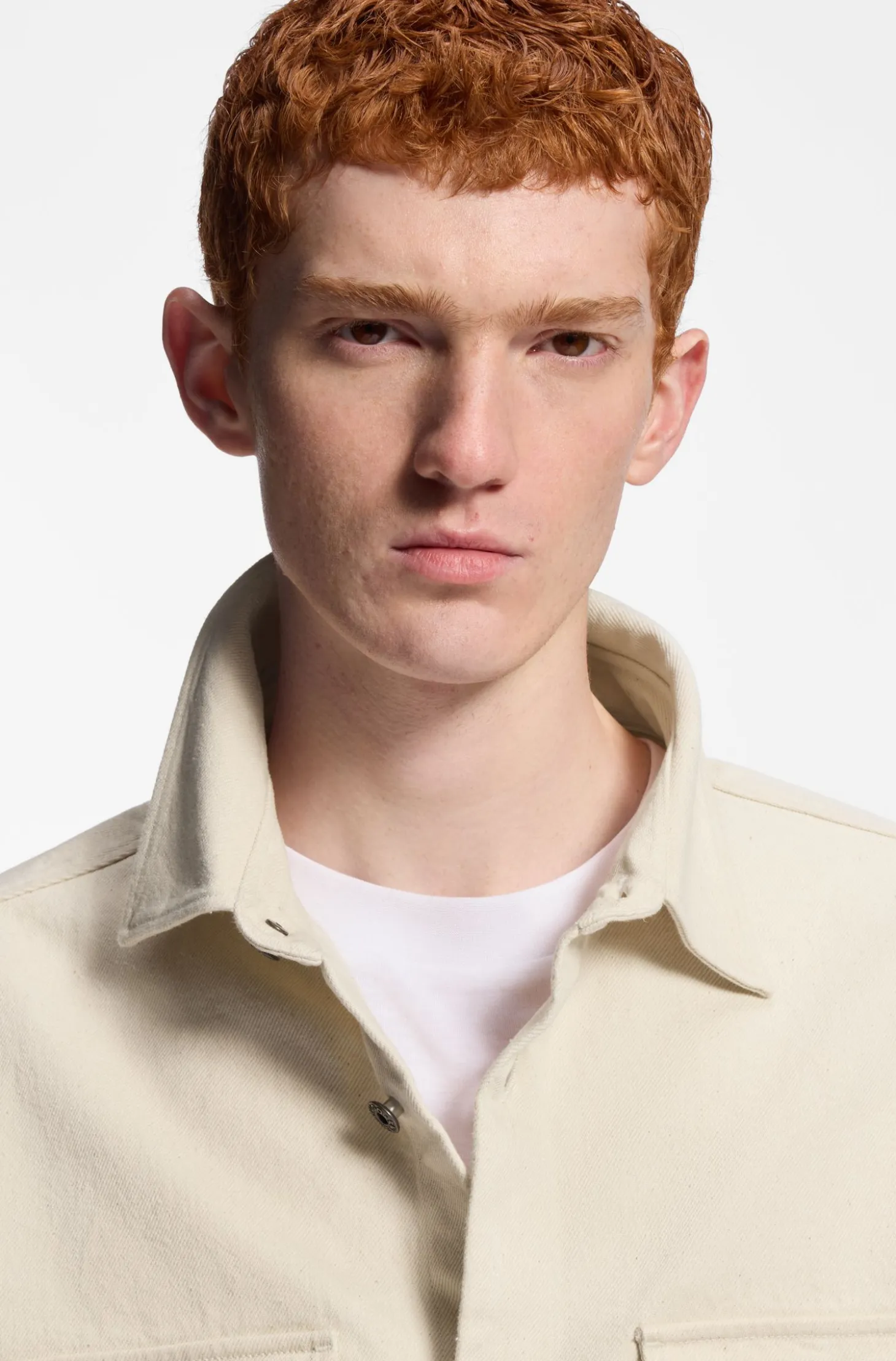 Oversized-fit overshirt in ecru denim