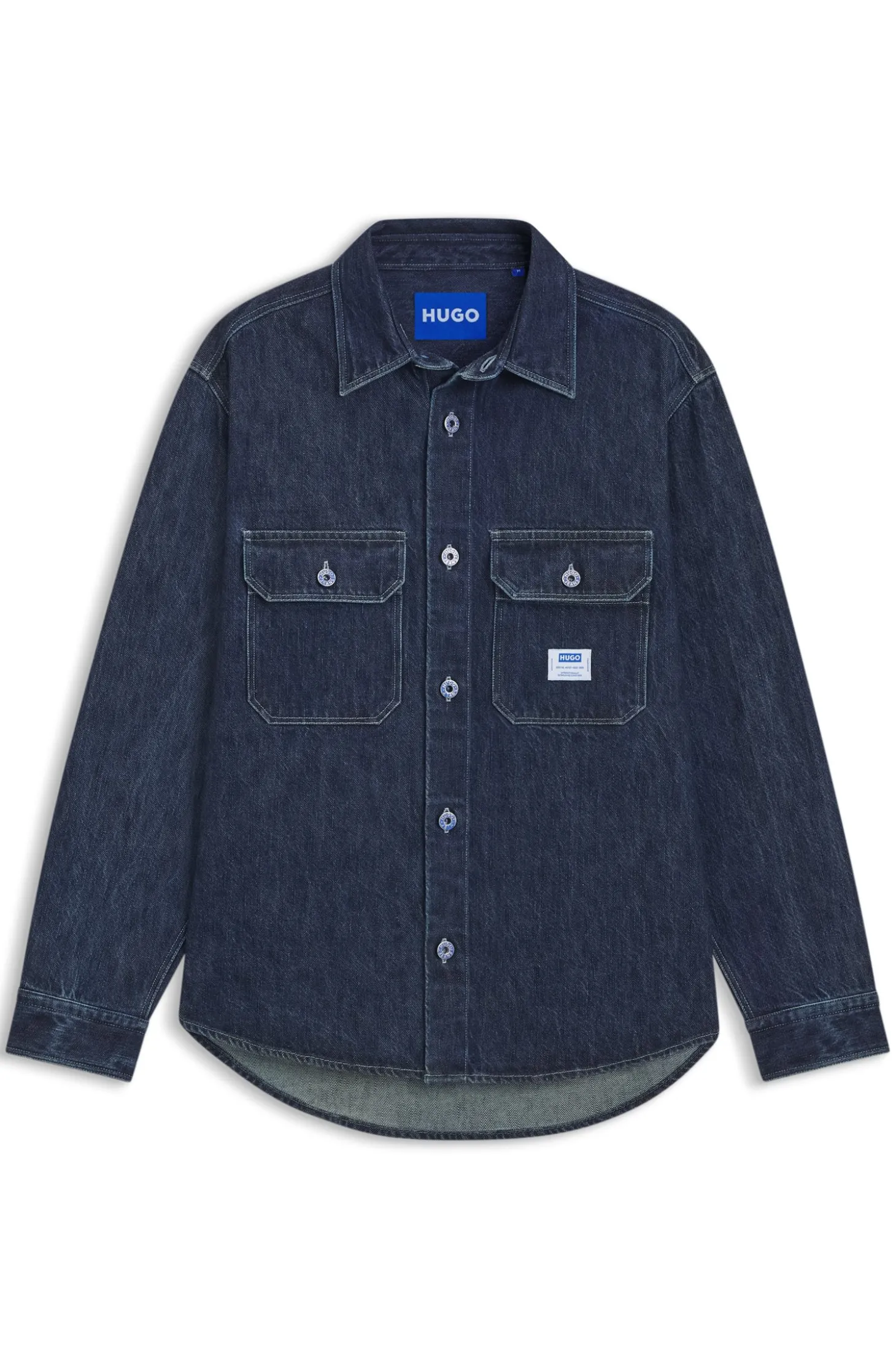 Oversized-fit shirt in blue denim