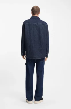 Oversized-fit shirt in blue denim