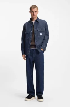 Oversized-fit shirt in blue denim