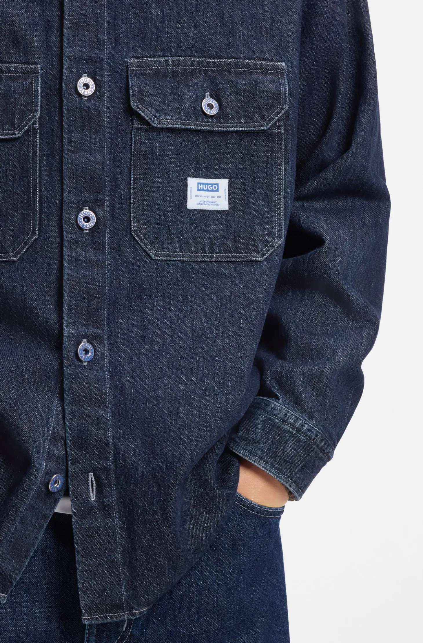Oversized-fit shirt in blue denim
