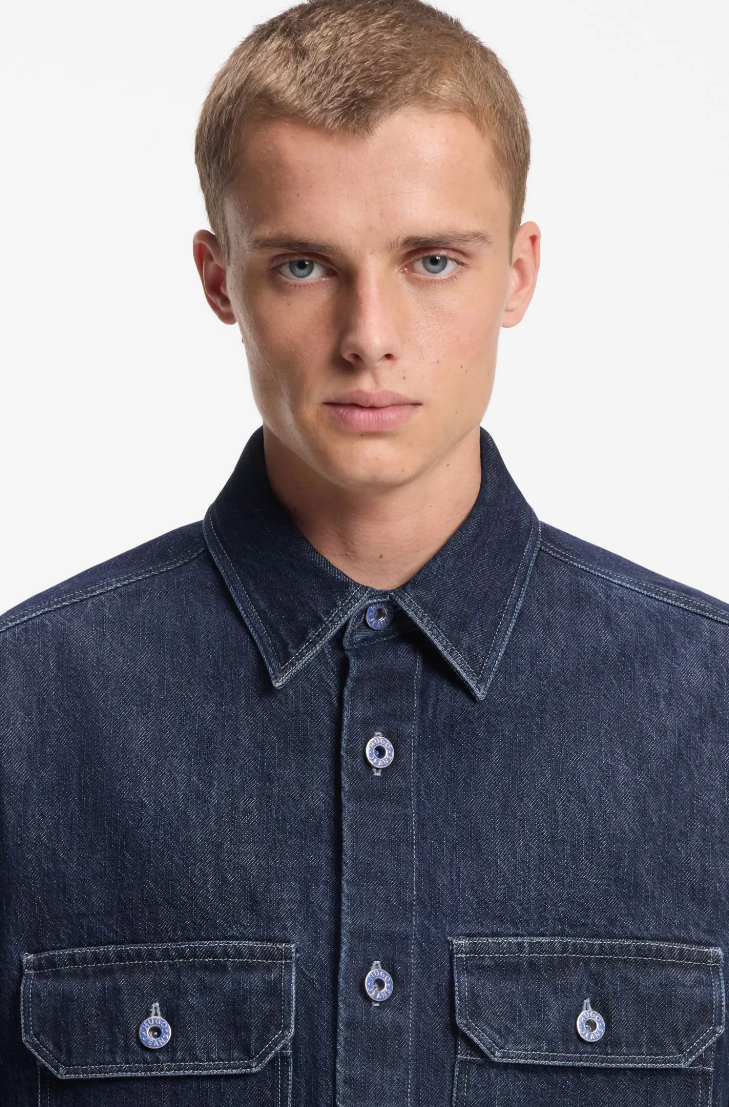 Oversized-fit shirt in blue denim