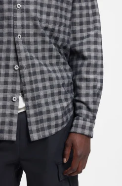 Oversized-fit shirt in checked cotton twill