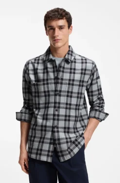 Oversized-fit shirt in checked cotton