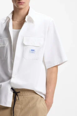 Oversized-fit shirt in cotton twill