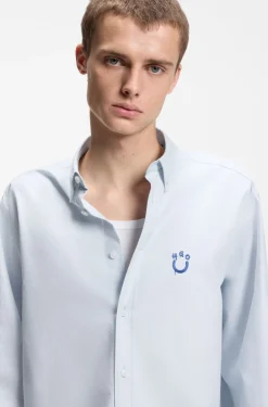 Oversized-fit shirt in Oxford cotton with logo embroidery
