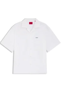 Oversized-fit shirt in paper-touch cotton