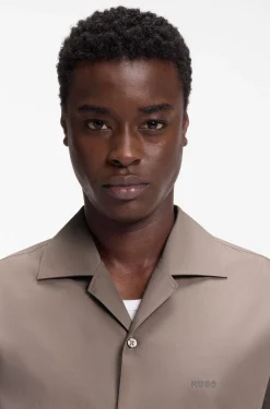 Oversized-fit shirt in paper-touch cotton