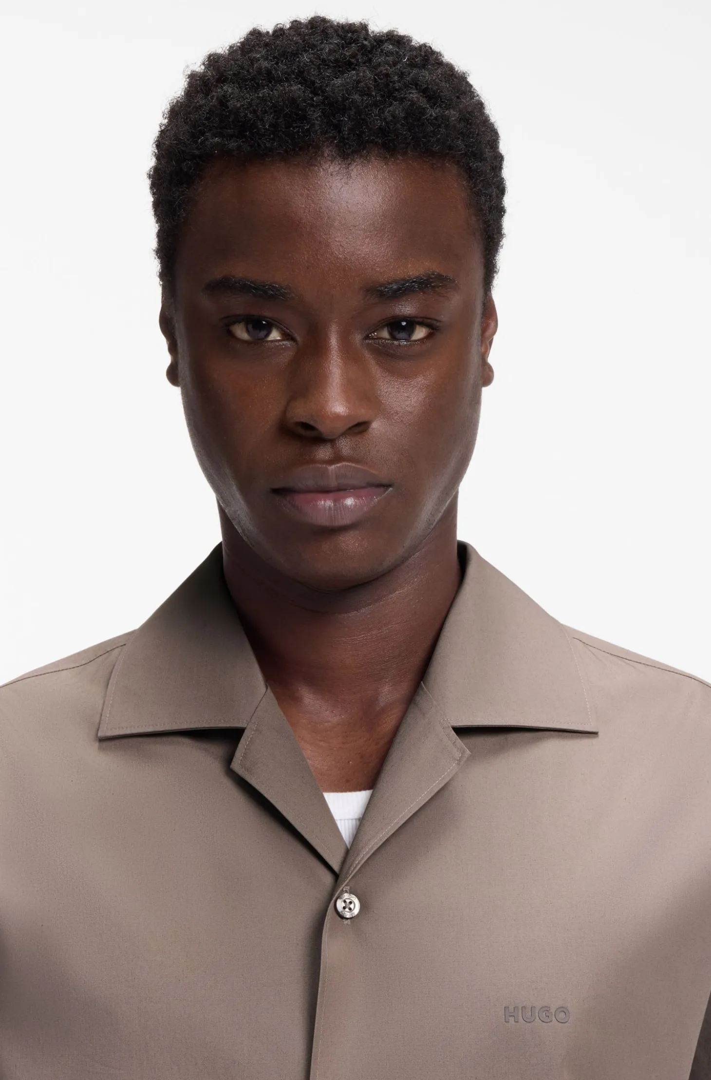 Oversized-fit shirt in paper-touch cotton
