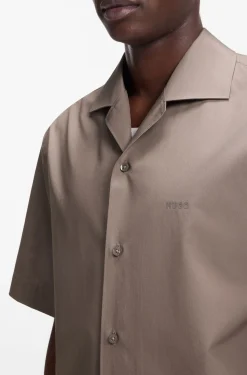 Oversized-fit shirt in paper-touch cotton