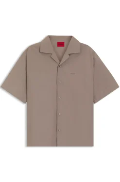 Oversized-fit shirt in paper-touch cotton