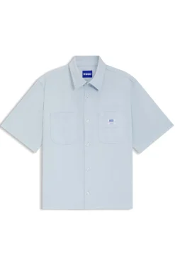Oversized-fit shirt in slub cotton with patch pockets