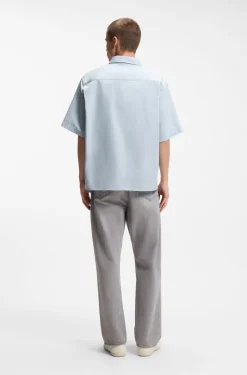 Oversized-fit shirt in slub cotton with patch pockets