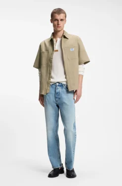 Oversized-fit shirt in stretch cotton