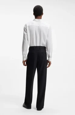 Oversized-fit shirt in striped canvas