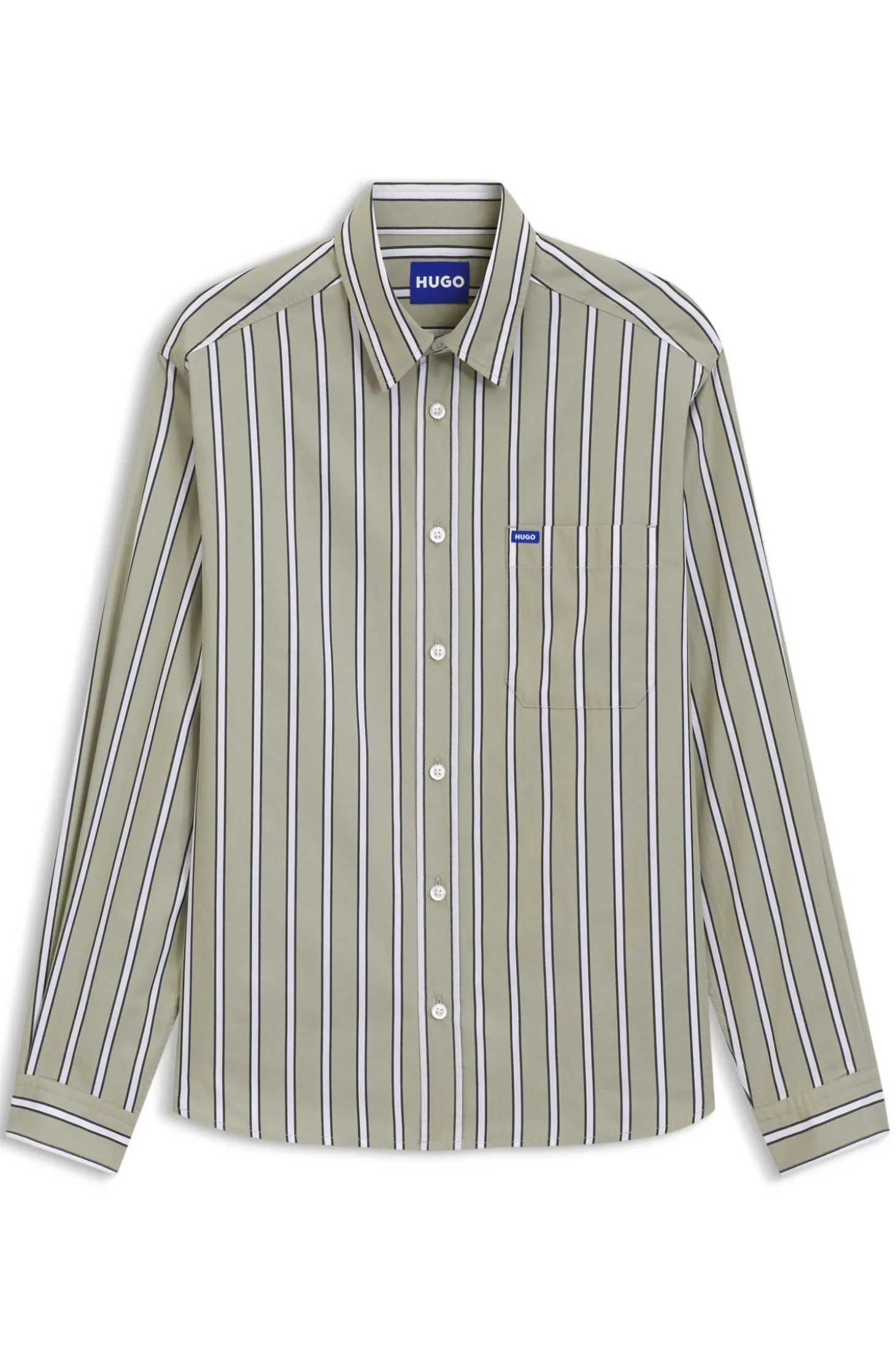 Oversized-fit shirt in striped cotton poplin