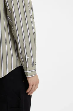 Oversized-fit shirt in striped cotton poplin