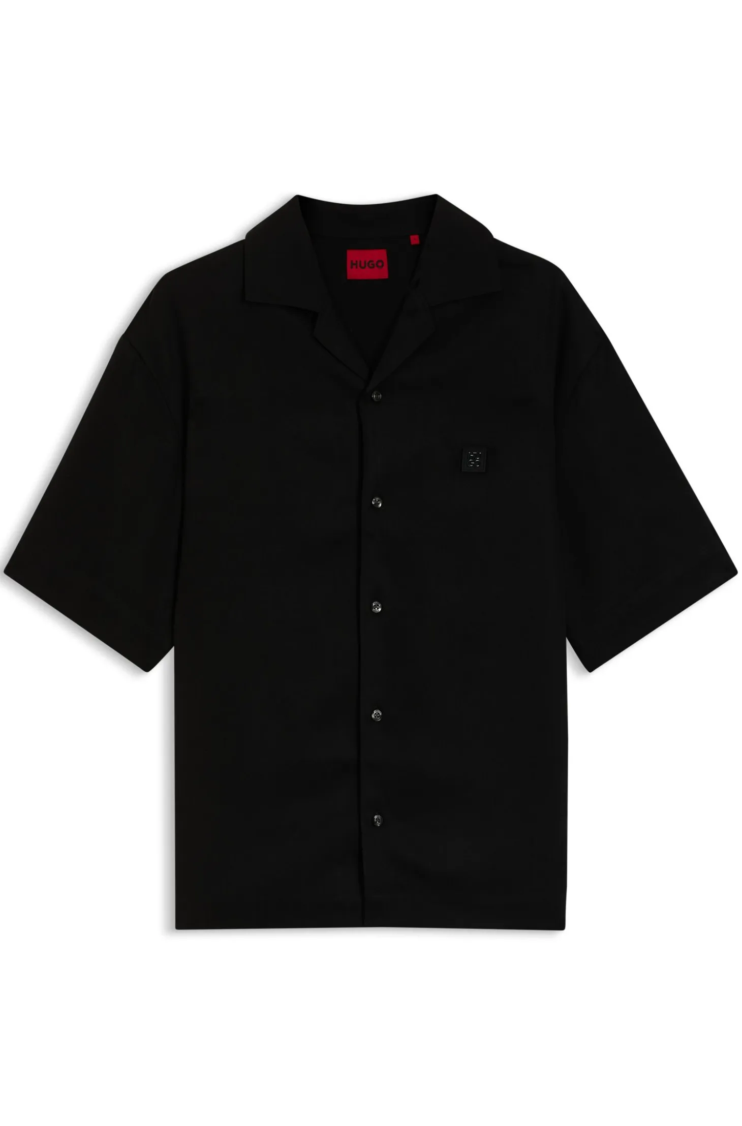 Oversized-fit shirt with stacked-logo trim