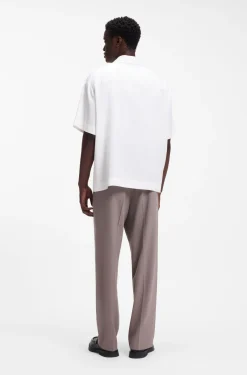 Oversized-fit shirt with stacked-logo trim