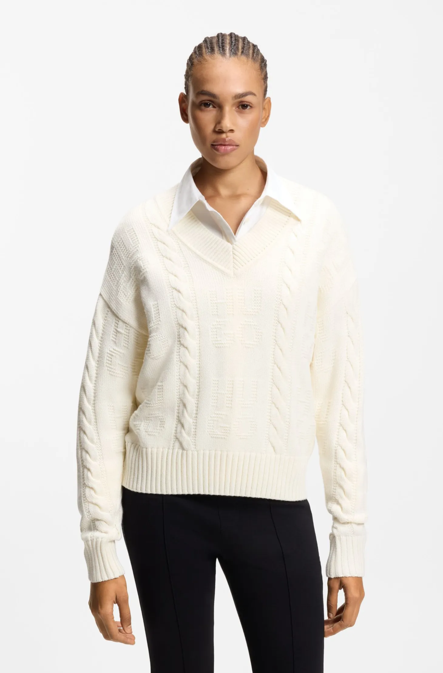 Oversized-fit sweater with cable knit