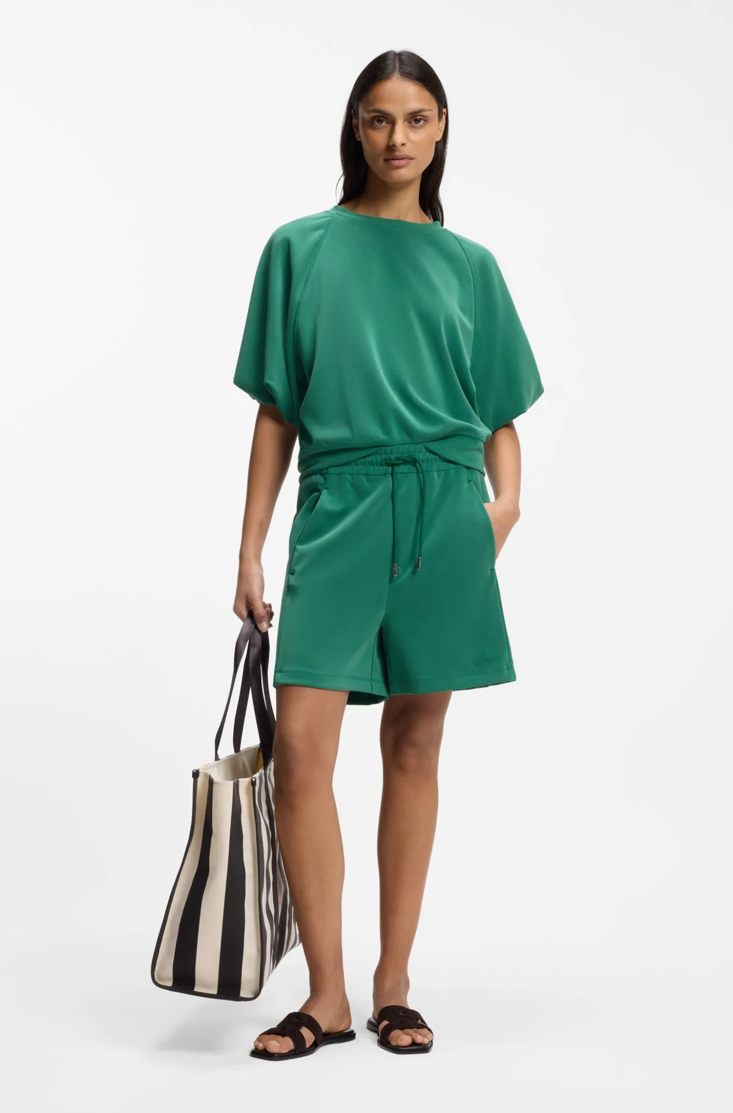 Oversized-fit sweatshirt with short balloon sleeves