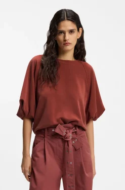 Oversized-fit sweatshirt with short balloon sleeves