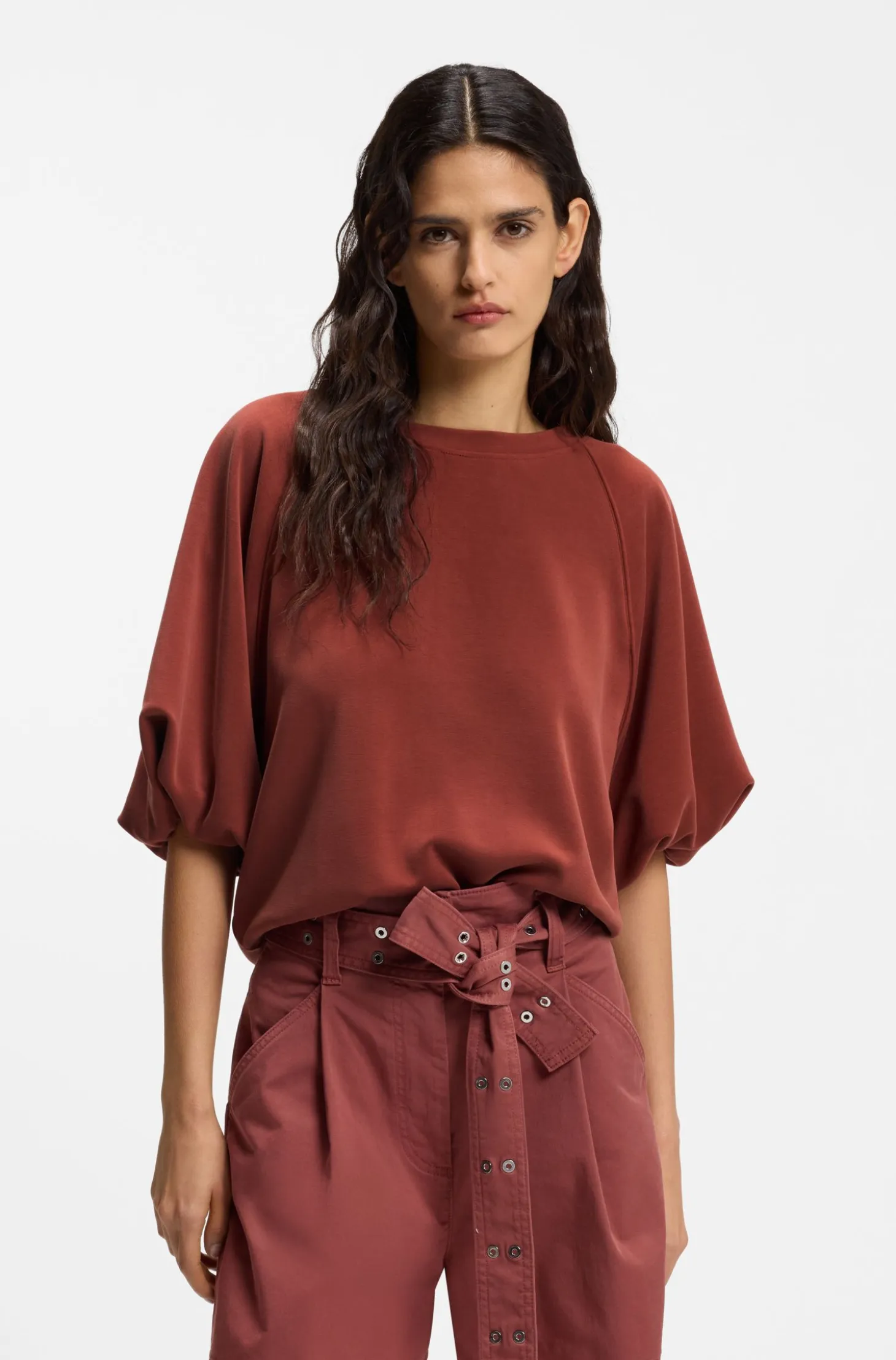 Oversized-fit sweatshirt with short balloon sleeves