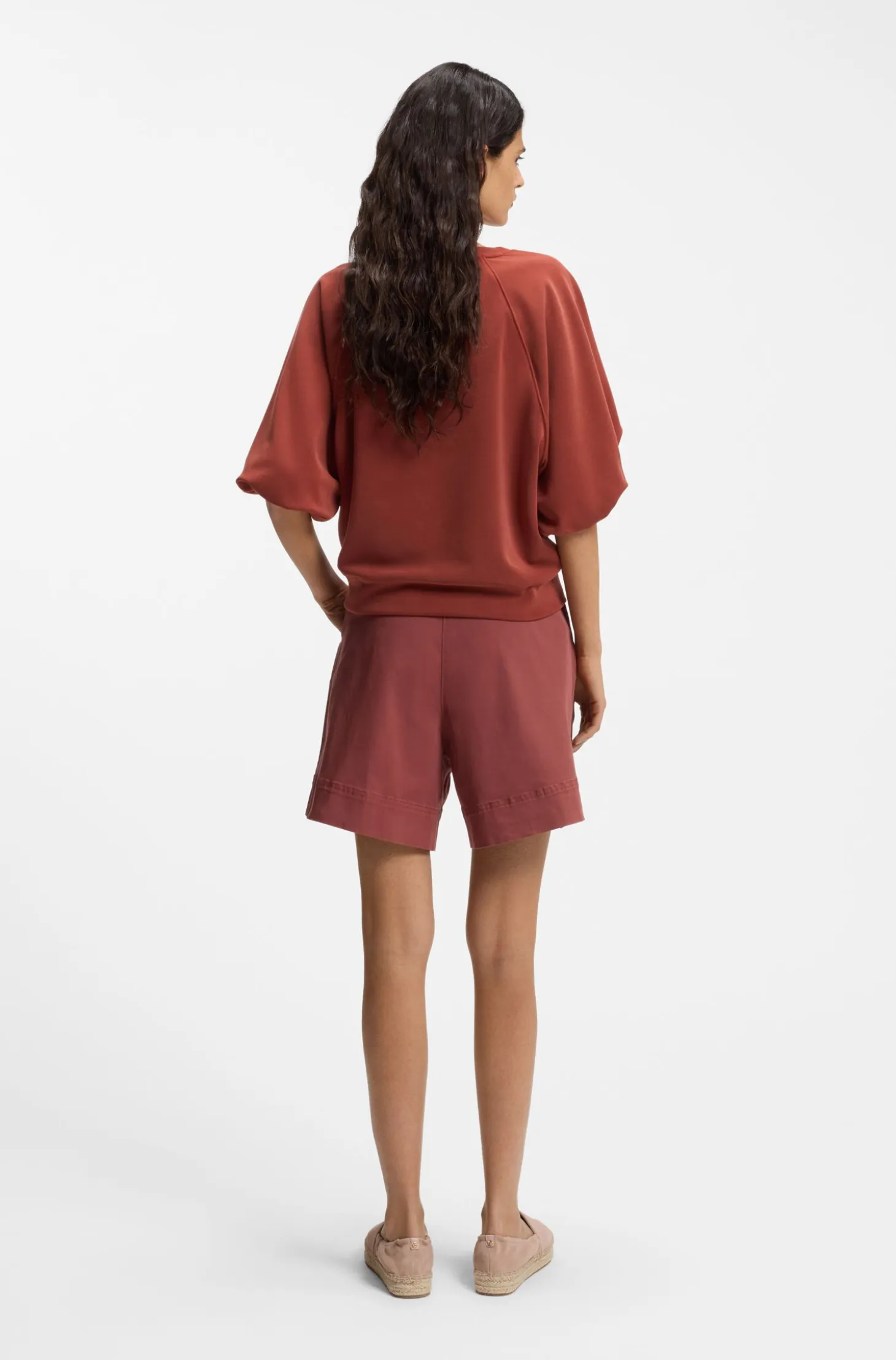 Oversized-fit sweatshirt with short balloon sleeves
