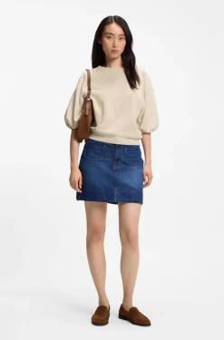 Oversized-fit sweatshirt with short balloon sleeves