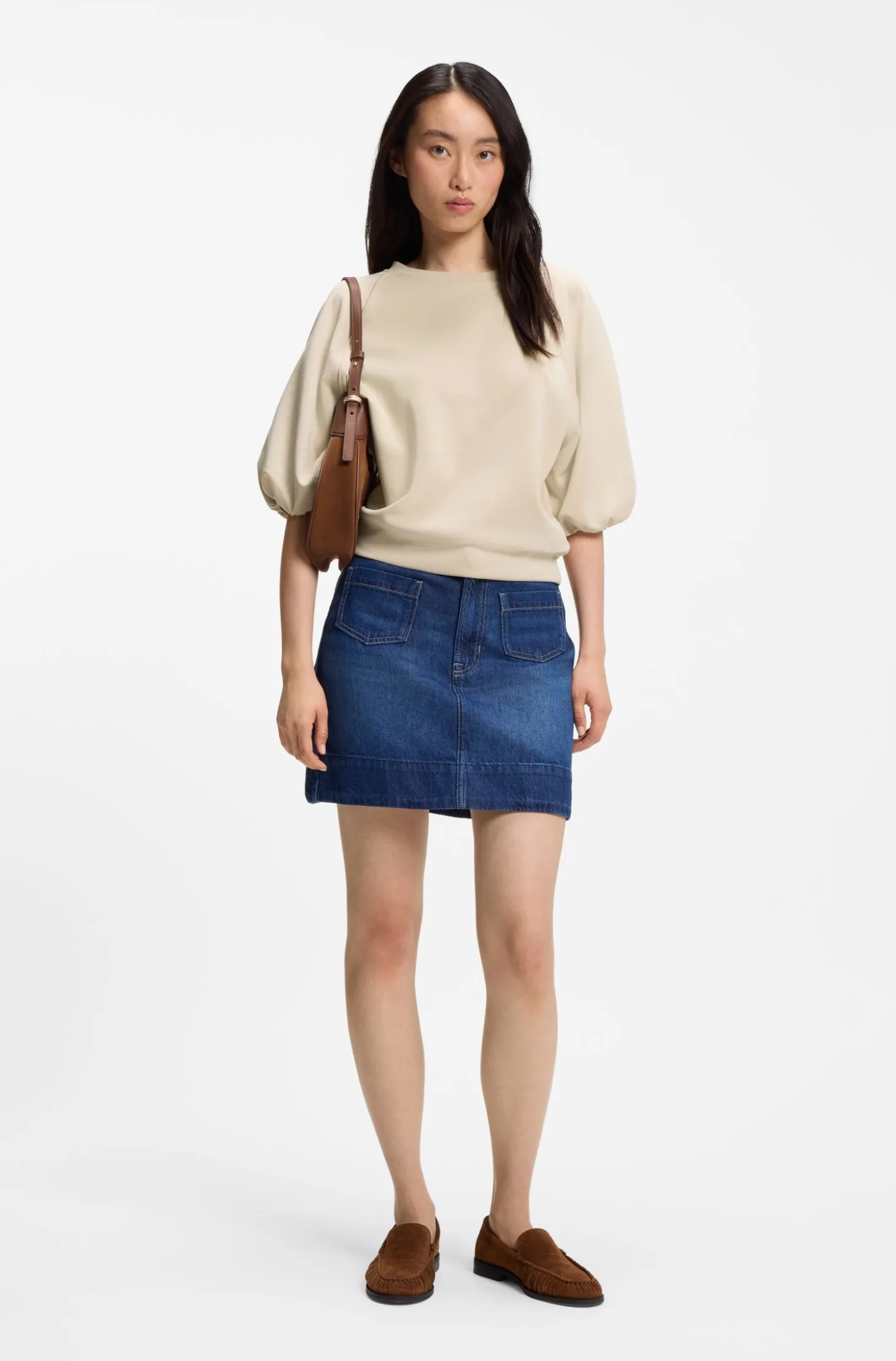 Oversized-fit sweatshirt with short balloon sleeves