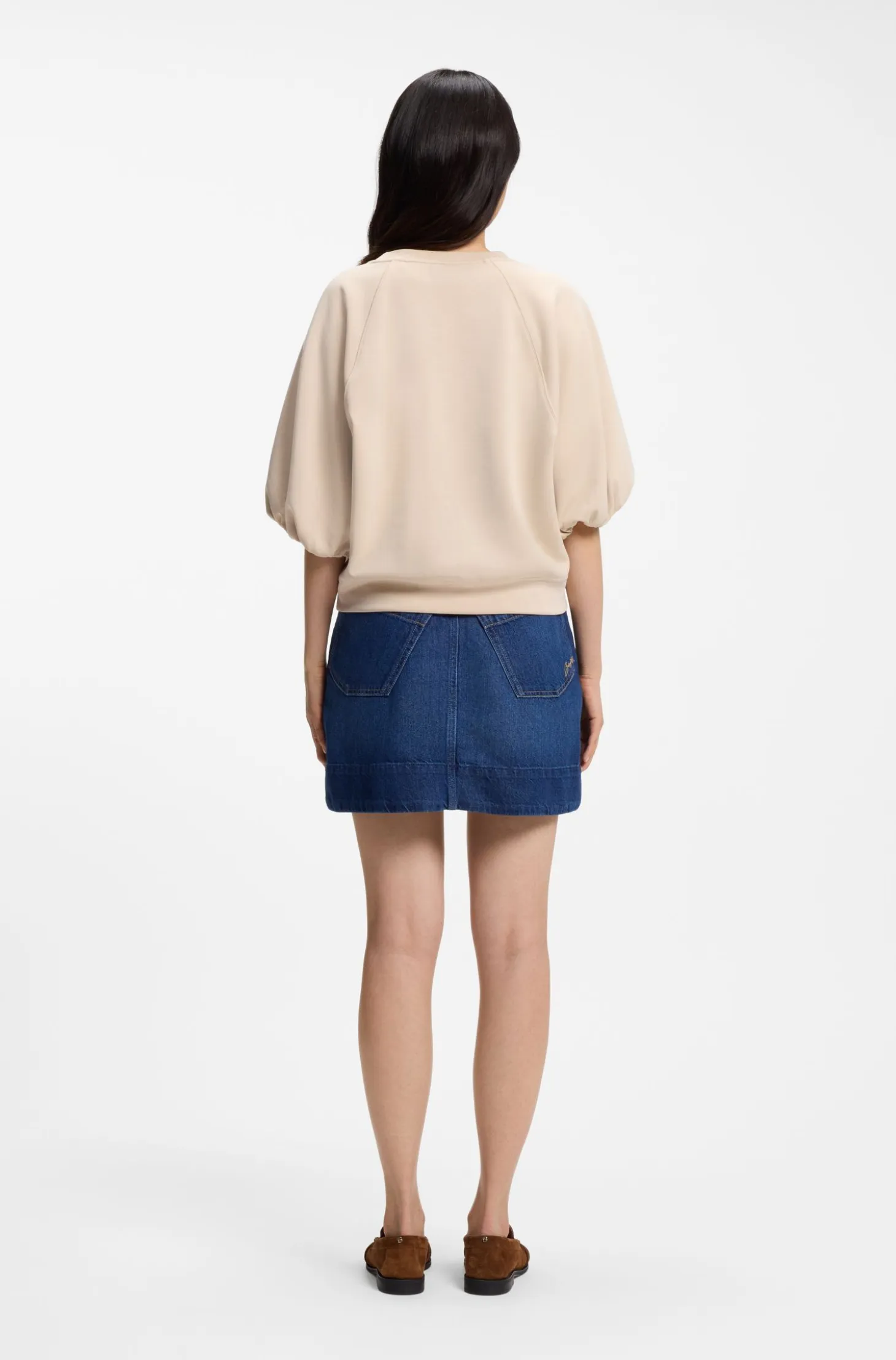 Oversized-fit sweatshirt with short balloon sleeves