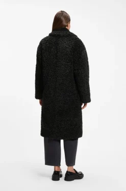Oversized-fit teddy coat with double-breasted closure