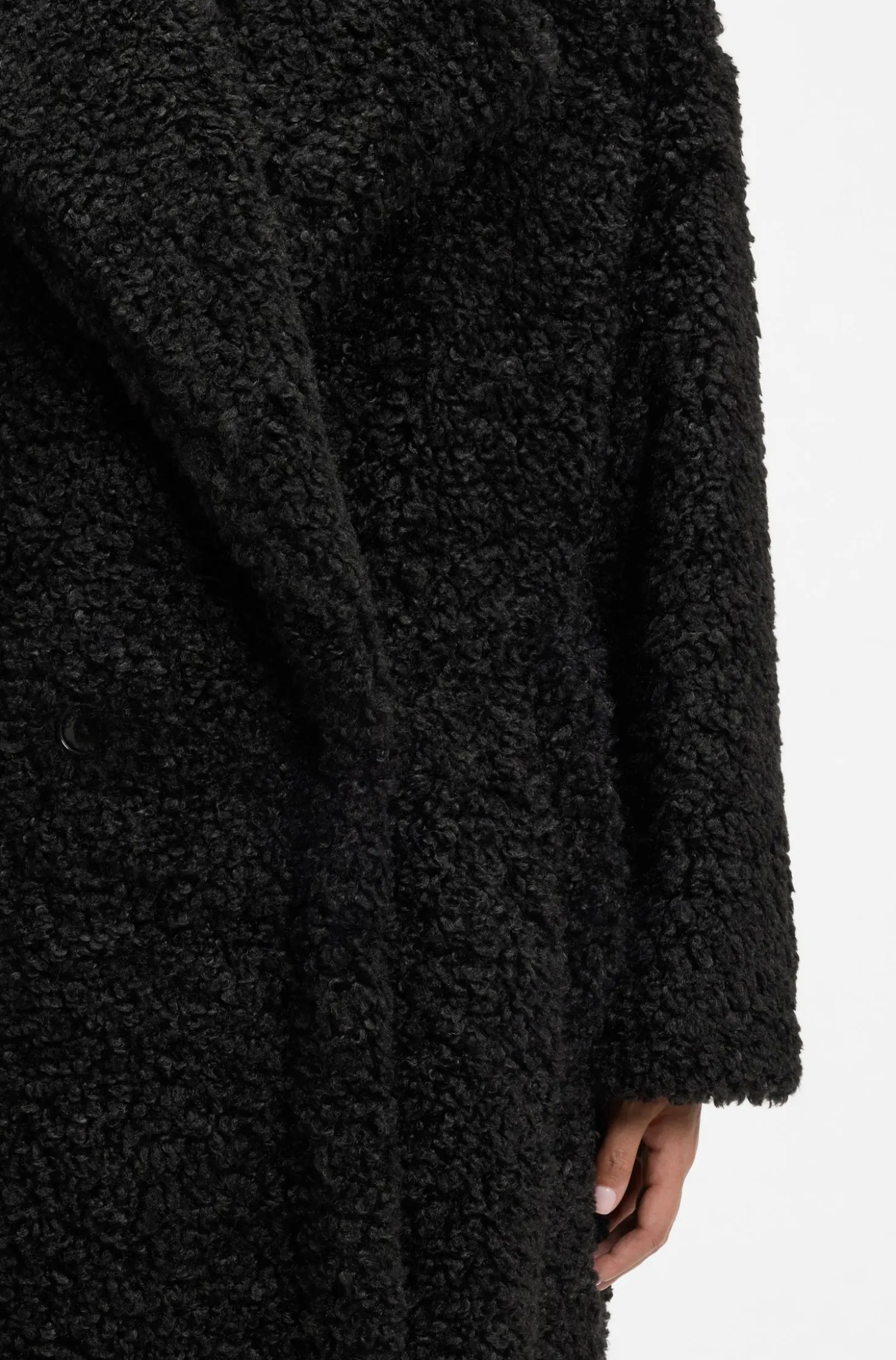 Oversized-fit teddy coat with double-breasted closure
