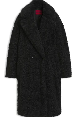 Oversized-fit teddy coat with double-breasted closure