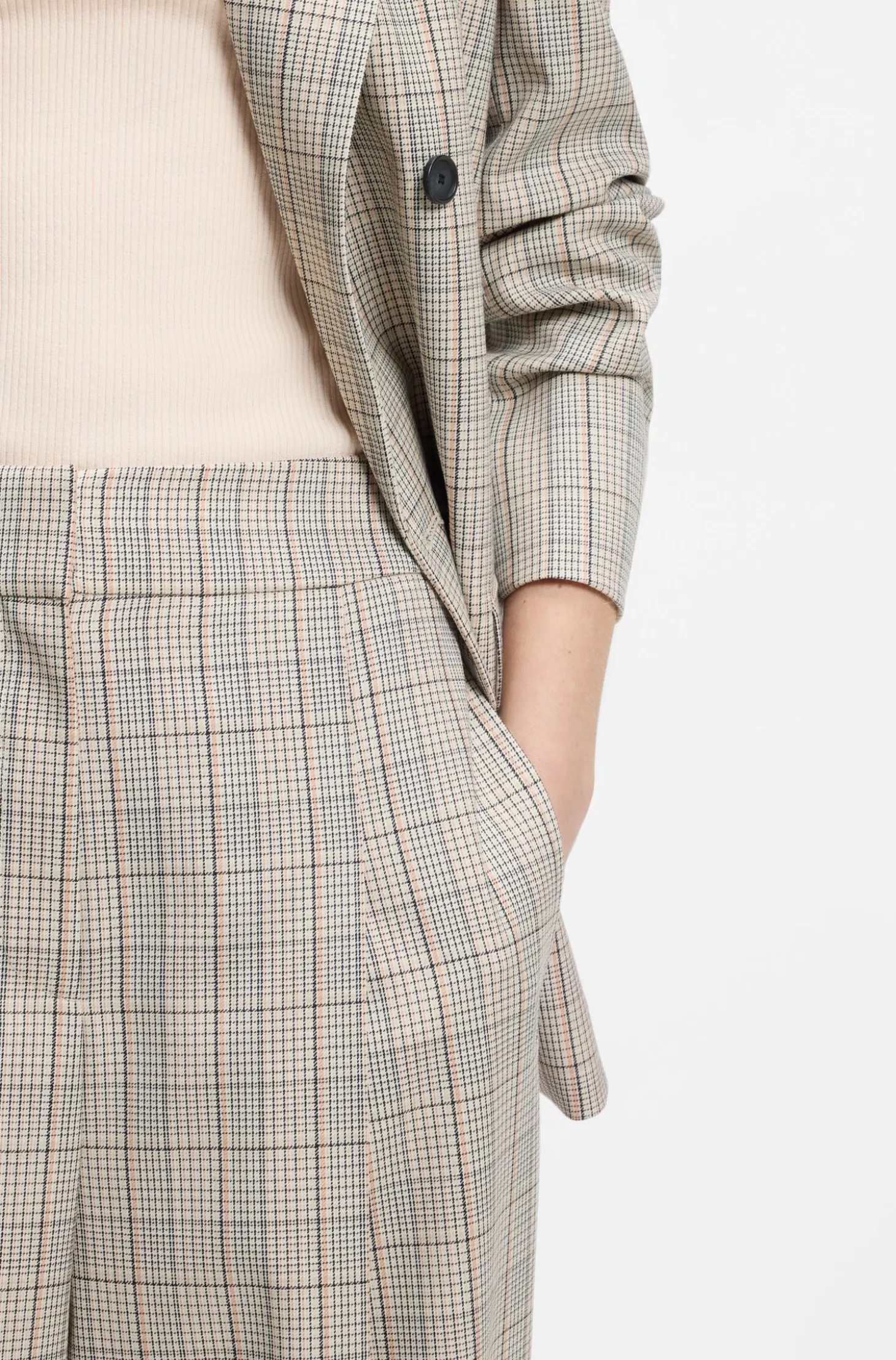 Oversized-fit trousers in checked stretch wool
