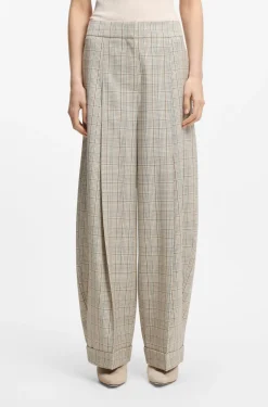 Oversized-fit trousers in checked stretch wool