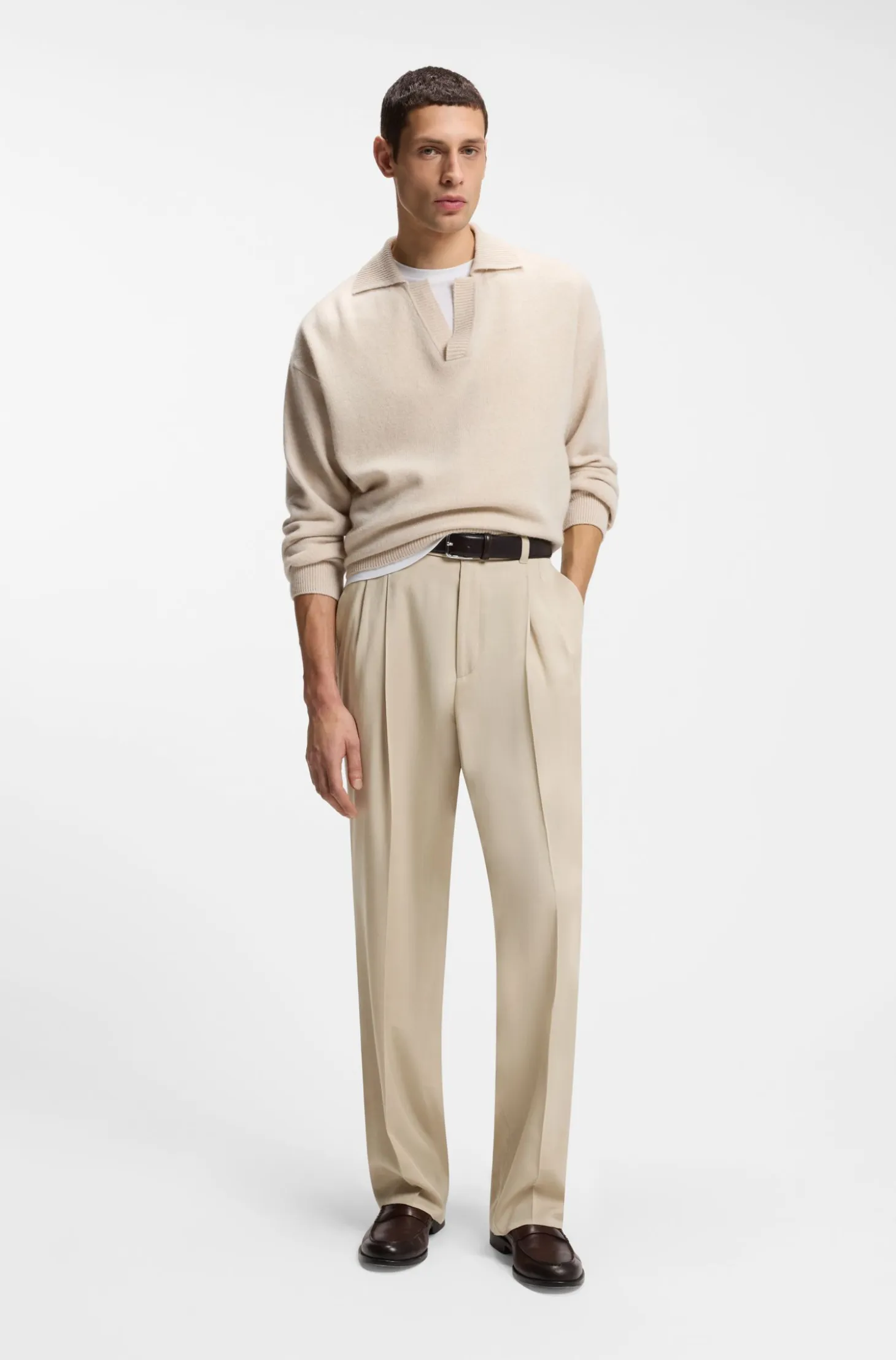 Oversized-fit trousers in draped twill