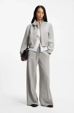 Oversized-fit trousers in melange stretch twill