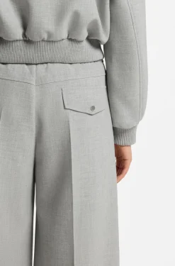 Oversized-fit trousers in melange stretch twill