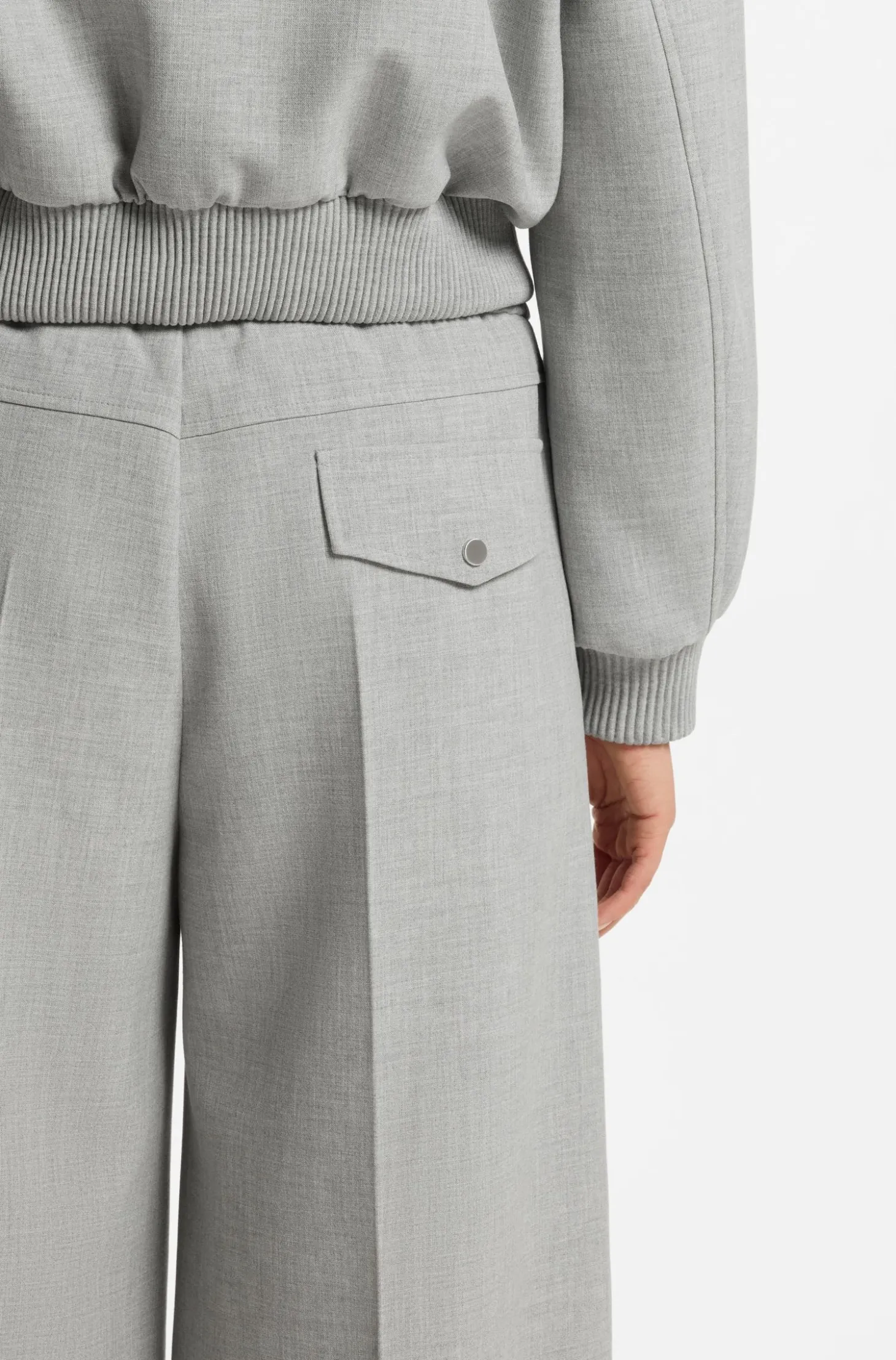 Oversized-fit trousers in melange stretch twill