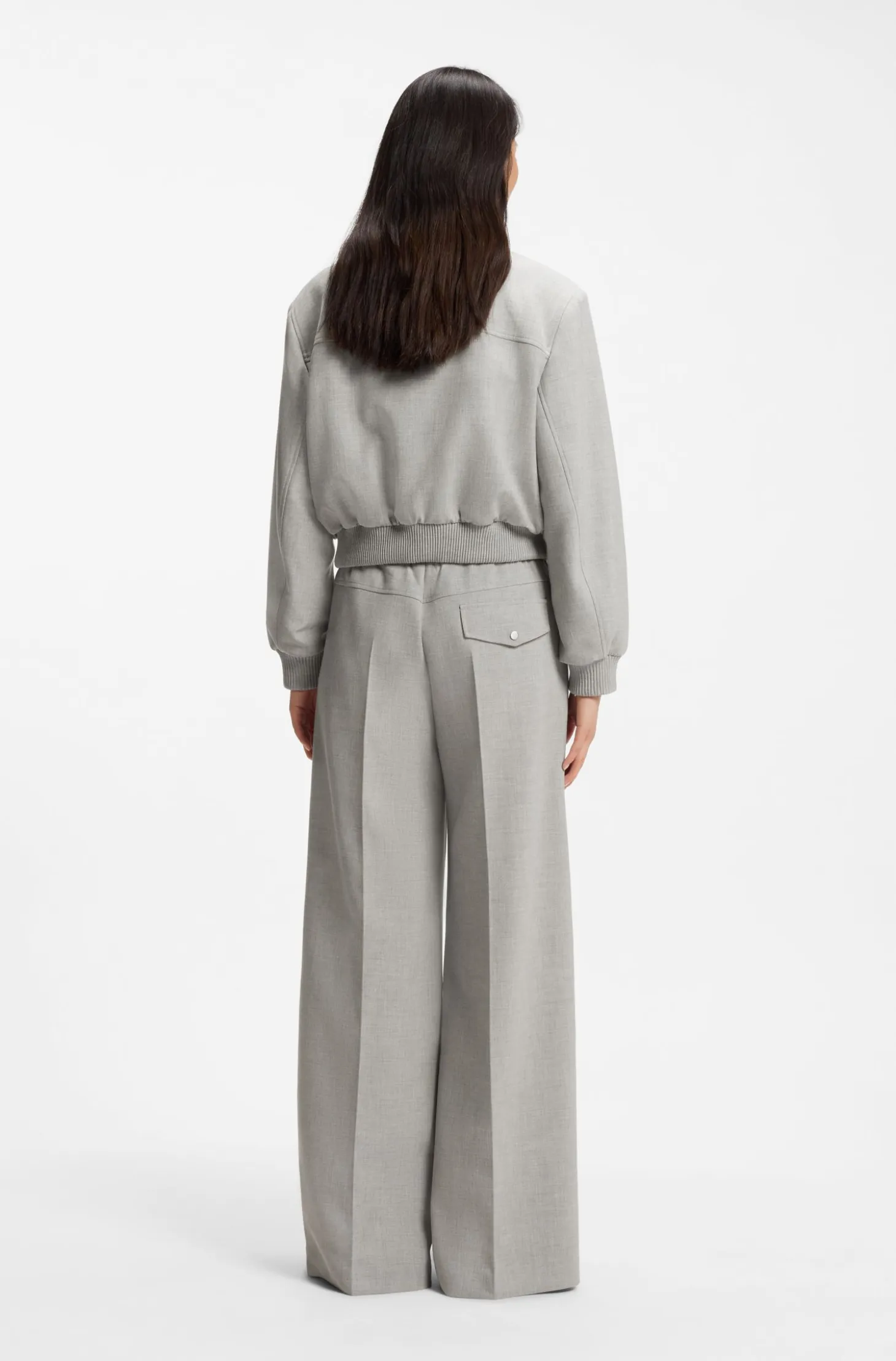 Oversized-fit trousers in melange stretch twill
