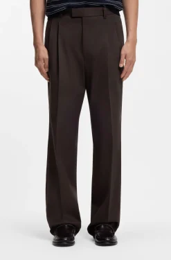 Oversized-fit trousers in stretch cotton with double pleats