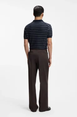 Oversized-fit trousers in stretch cotton with double pleats